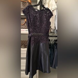 Elegant Navy Lace and taffeta Dress